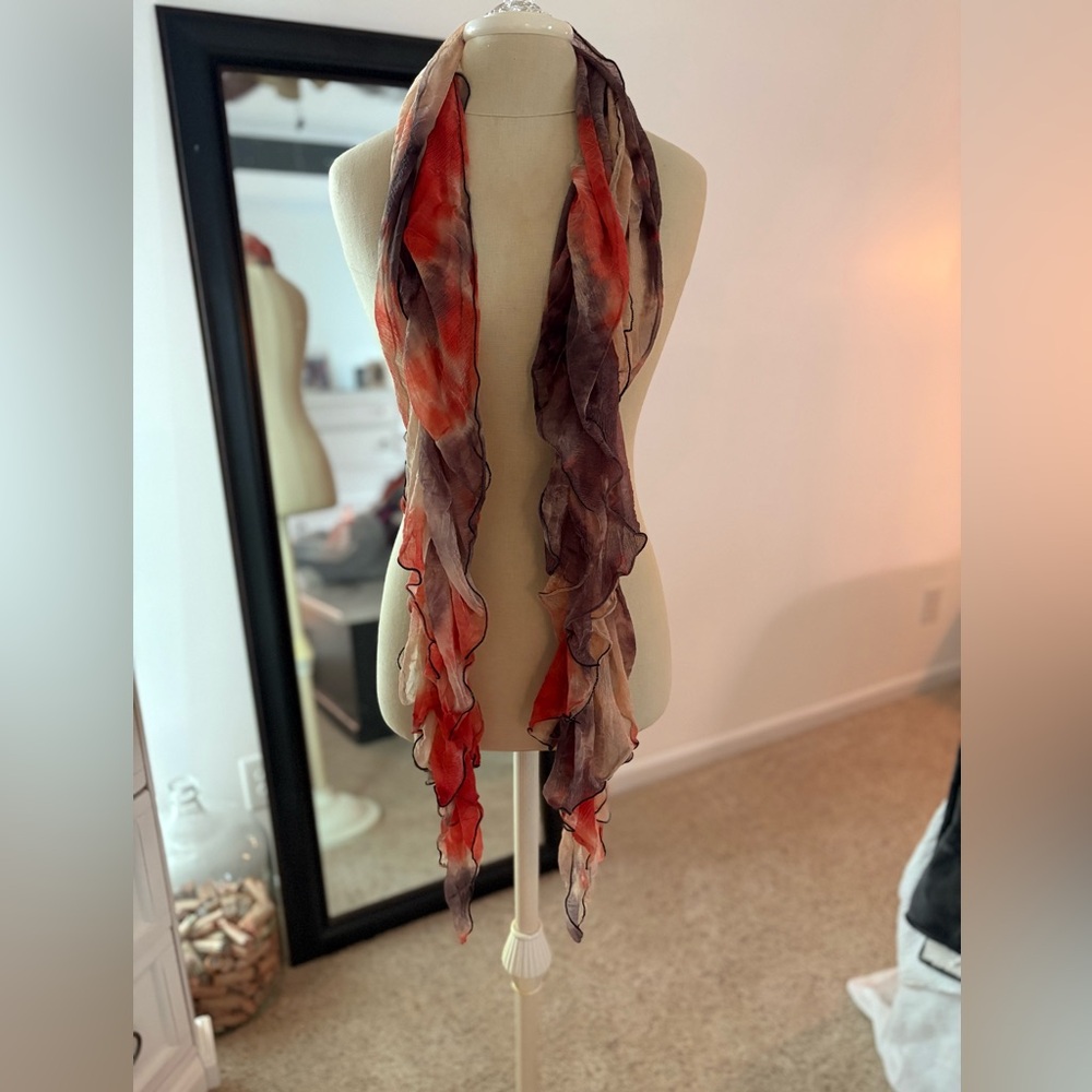 DONATED Red and Brown Women's Scarf